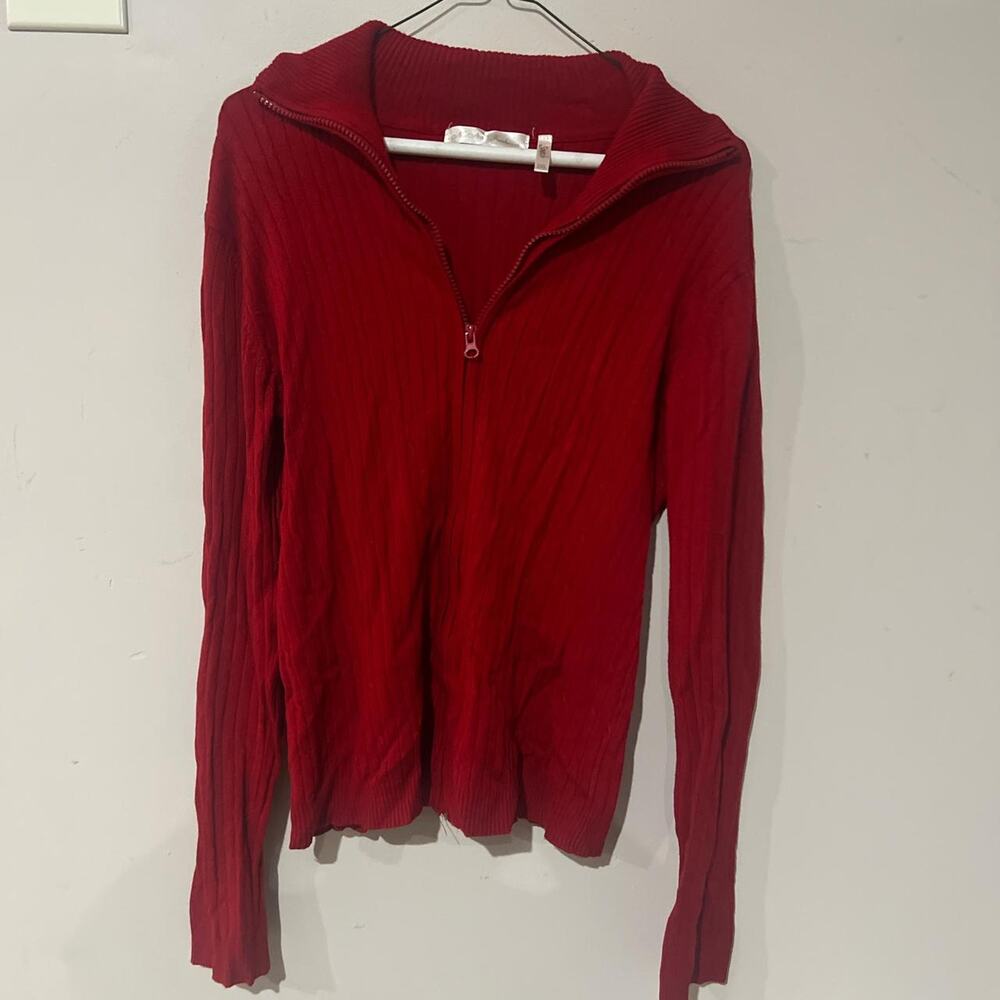 Nanas fashion red zip up sweater